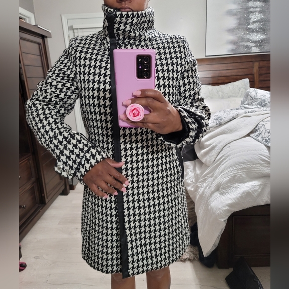 Calvin Klein Houndstooth wool blend coat - Picture 4 of 10